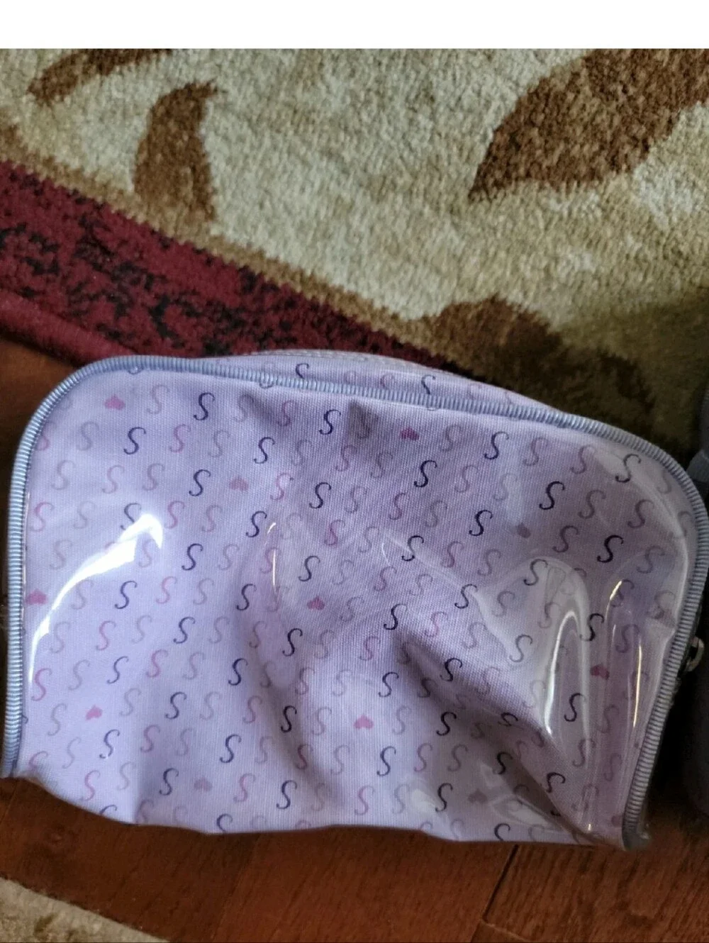 Liz Claiborne Lavender S Print Purse and Matching Cosmetic Bag